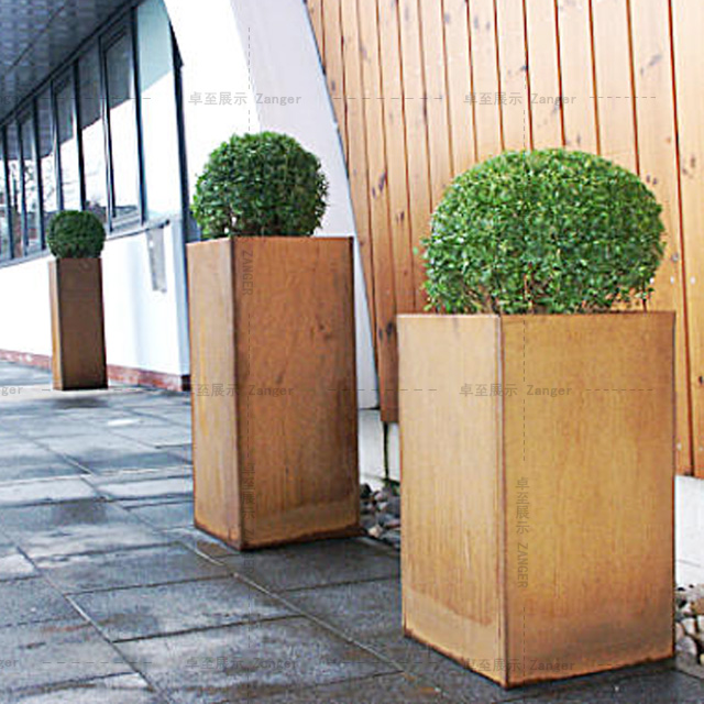 道路园林景观长方形耐候钢花箱