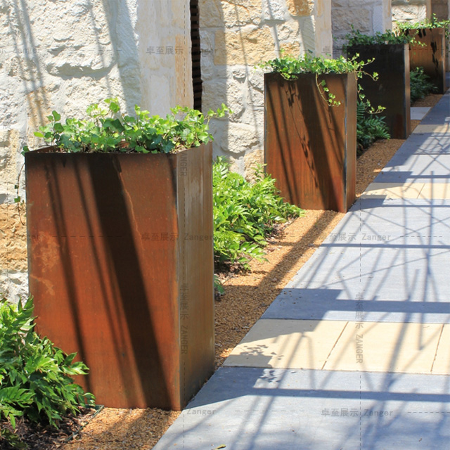 道路园林景观长方形耐候钢花箱