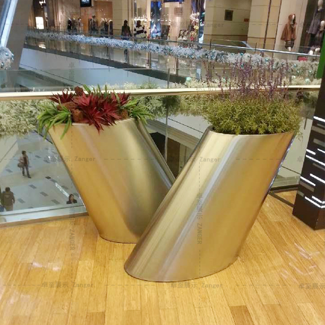 户外金属异形倾斜不锈钢花盆