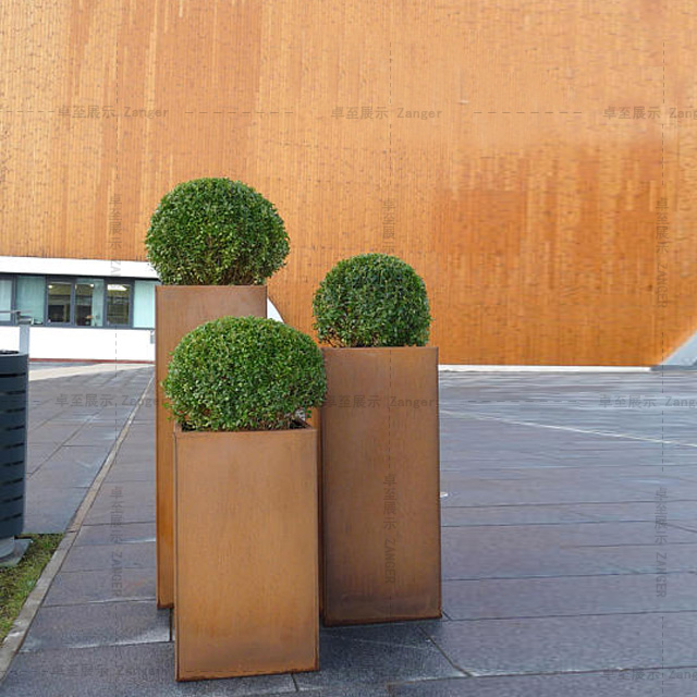 道路园林景观长方形耐候钢花箱